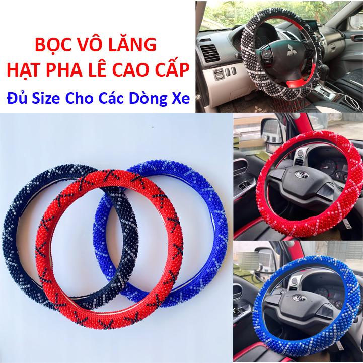 Bọc Vô Lăng Hạt Cườm Pha Lê Hàn Quốc Cao Cấp Thoáng Khí Chống Mồ Hôi Tay Nội Thất Cho Xe Con Xe Tải Xe Khách Size 38-47cm