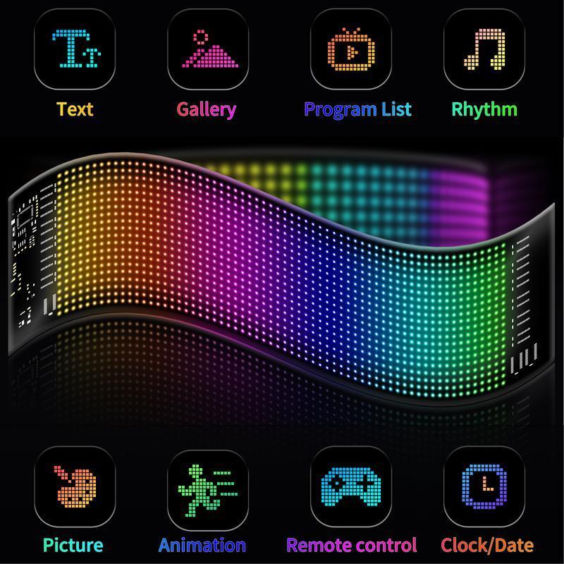 Product Introduction of LED Sign, 1 Count Programmable Flexible LED Matrix Panel, Bluetooth-compatible App Control LED Sign for Party Wedding Graduation Outdoor Beach, Homedecor 4