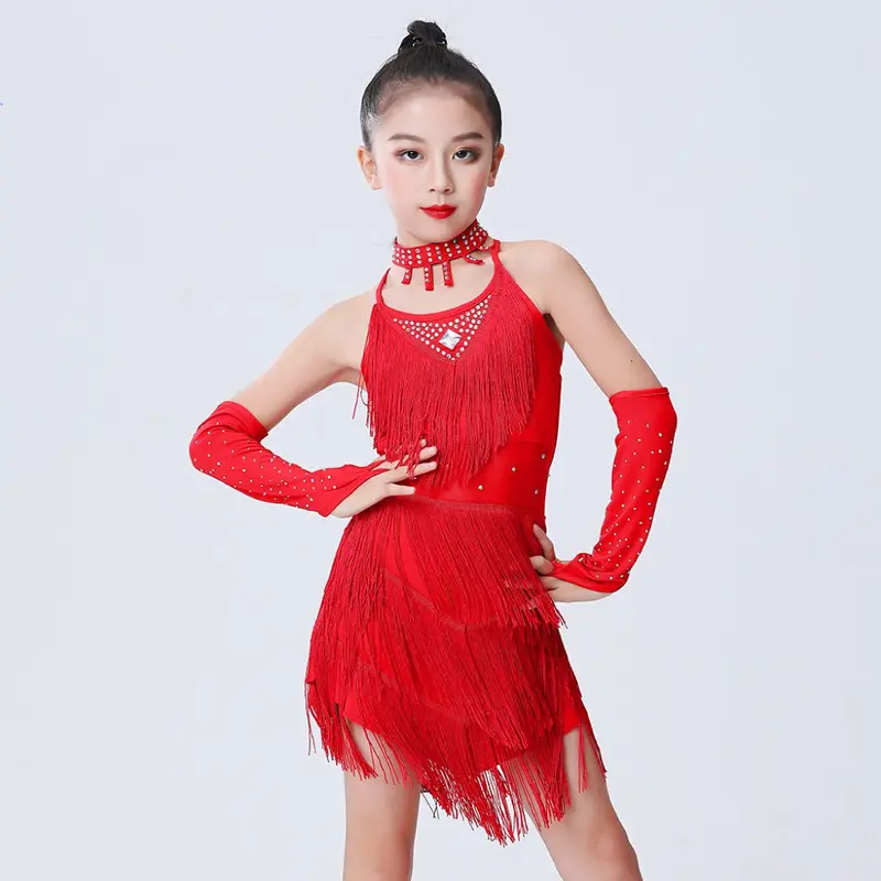 Trang Phục Váy Khiêu Vũ, Cho Bé Gái, Váy Cho Bố, Váy Tango, Trang Phục Lễ Hội, Trang Phục Khiêu Vũ, Trang Phục Salsa Latin, Váy Khiêu Vũ Tua Rua 0