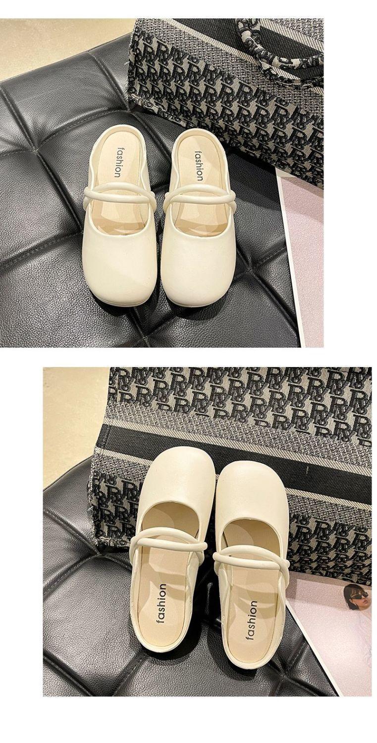 Product Introduction of Women Mules Summer Elegant Square Closed Toe Flat Slippers Female Shoes Casual Leather Black White Slides Plus Size 36-41 Footwear Girl 18