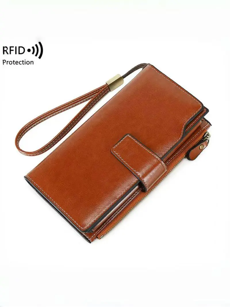Product Introduction of Women's Elegant Long Wallet, Fashionable Multi-layer Design Wallet with Zipper & Safety Buckle, Casual Trendy Versatile High-quality Daily Wallet 0