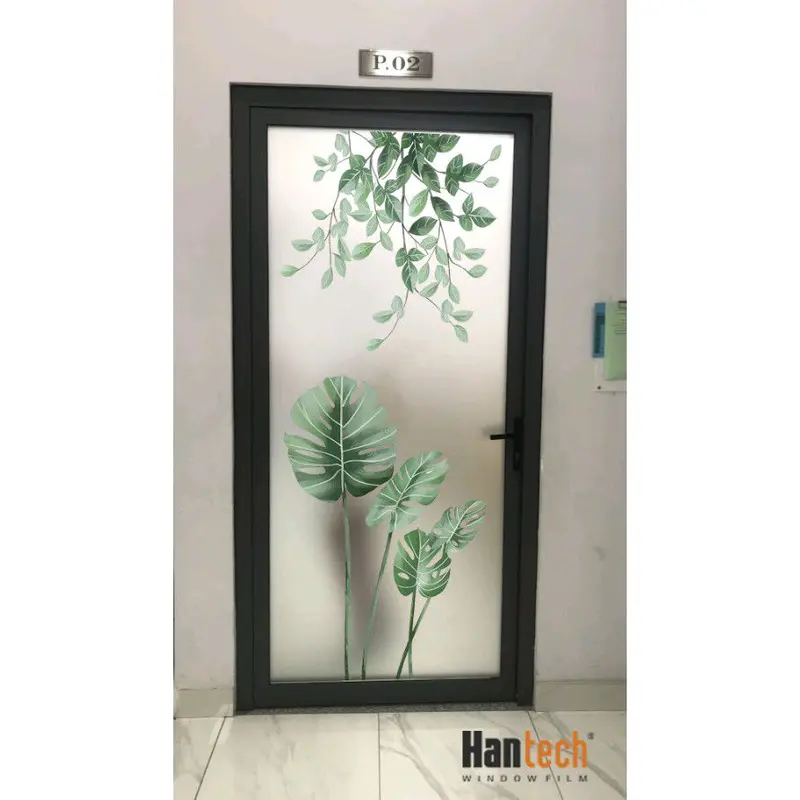 Giấy dán kính mờ Hantech họa tiết cây trầu bà nam mỹ trang trí kính 2