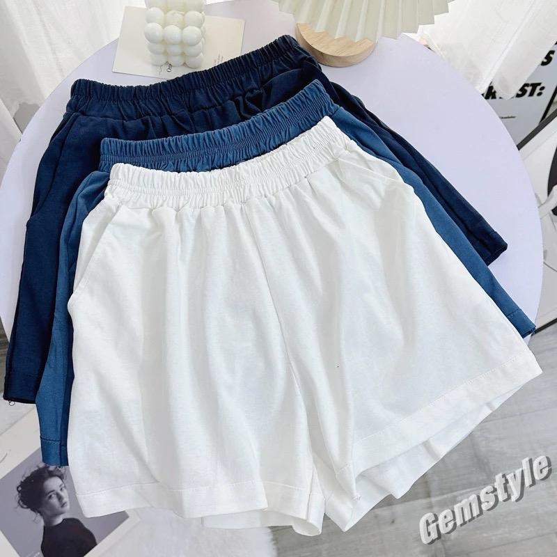 XIAO - Quần Đùi Nữ, Quần Sooc Mặc Nhà Chất Cotton Họa Tiết Trơn Đơn Giản 0