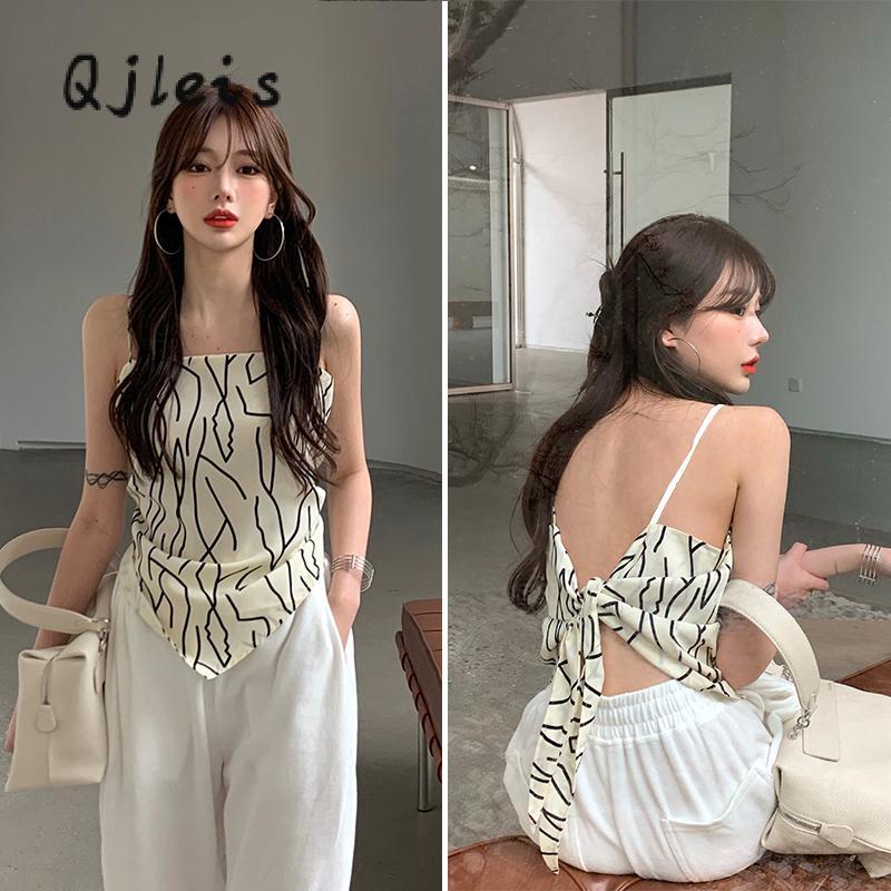 Product Introduction of Women Irregular Hem Backless Camisole, Boat Neck Sleeveless Off-the-shoulder Tops, Black/ Beige Polyester Sexy 37