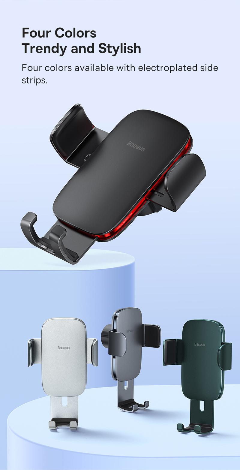 Product Introduction of Pemegang Telefon Graviti Kereta Logam, Baseus, Untuk Bolong Udara, Pelekap Kereta, Serasi dengan Telefon Samsung, iPhone dan Xiaomi, Penyangga Pemegang Kereta, Sesuai untuk Telefon 4.7-6.7 inci 12