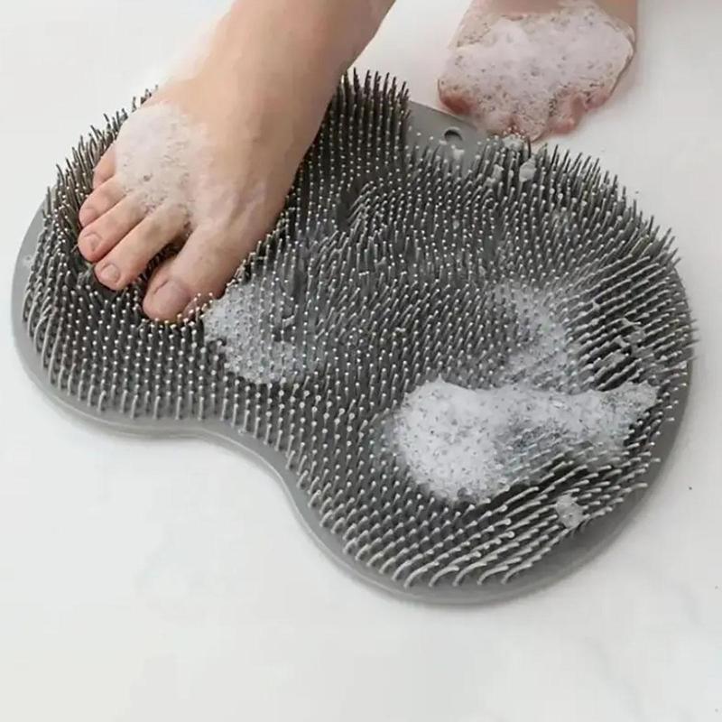 Product Introduction of Silicone Shower Foot Scrubber Mat, Wall Mounted Hands Free Exfoliating Back Scrubber, Everything Shower Products, Bath Wash Pad 8