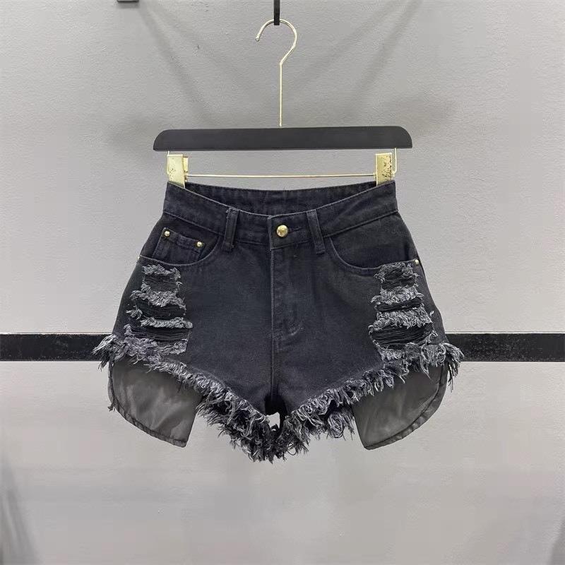 Quần short nữ  rách tua rua lộ túi Women, chất liệu jeans co giãn,phong cách cá tính 2
