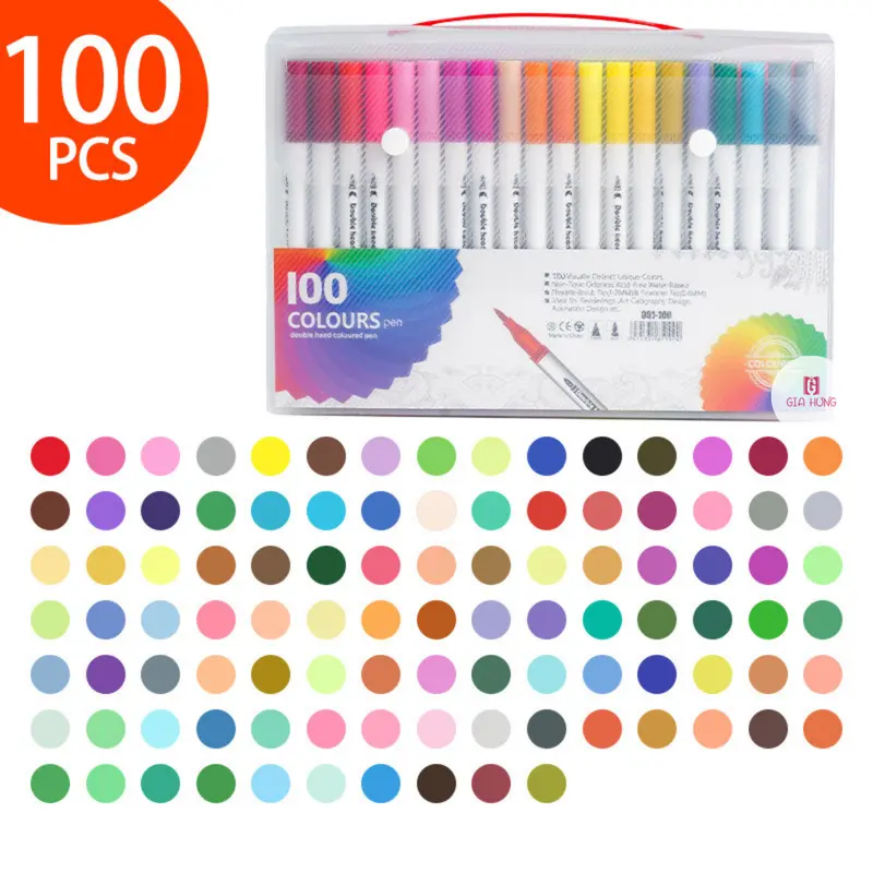 Bút Brush, Bút Đánh Dấu Hai Đầu, Bút Viết Tiêu Đề Fineliner Và Brush Markers Highlighter Vẽ Tranh Học 7