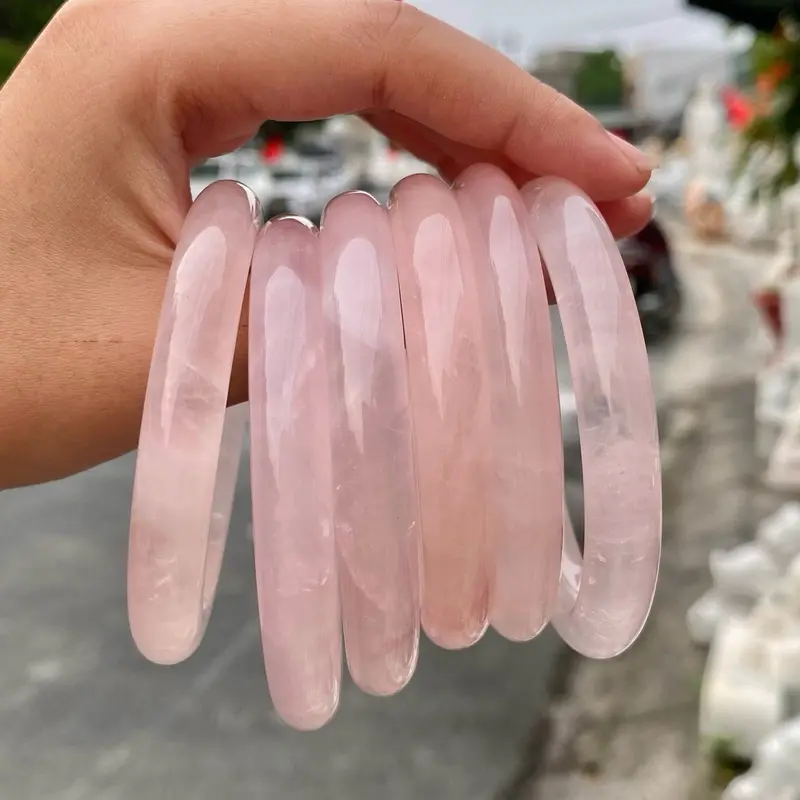 Vòng tay thạch anh Hồng tự nhiên bản liền dày 10mm-12mm, Size 52mm-58mm - Phụ Kiện 2