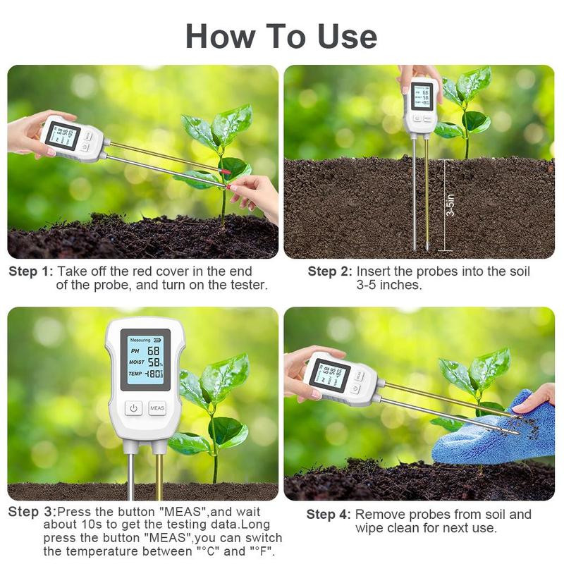 Product Introduction of 3 in 1 Soil Tester, High Precision Soil Moisture & PH & Light Tester, Garden Soil Testing Tool for Horticultural Potted Plant Cultivation Testing 8