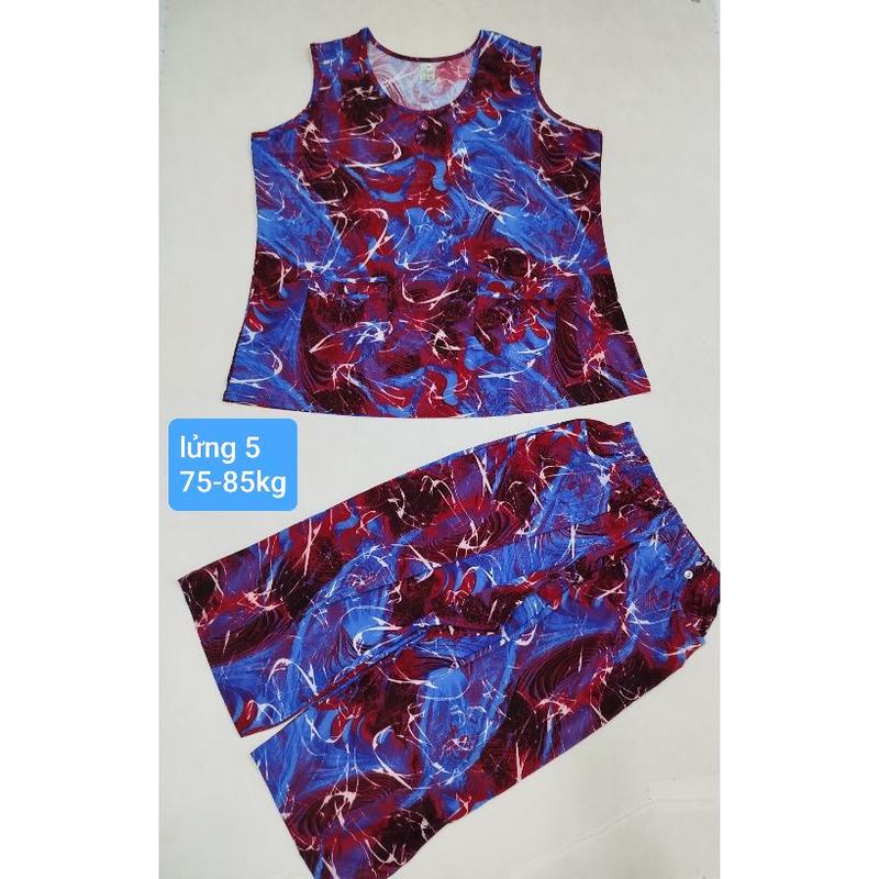 Product Introduction of [sát nách] Size 5 từ 75-85kg mẫu bộ lửng cho nữ vải thun lạnh, mặc nhà mát, phom to, co giãn {Áo Women Quần Ngủ} Nhung Voi 31