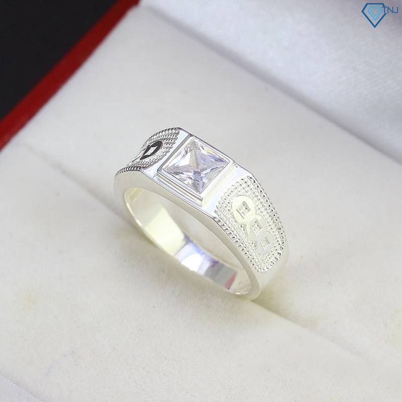  Nhẫn bạc nam kim tiền đính đá bản nhỏ đeo ngót út NNA0444 - Trang Sức TNJ 