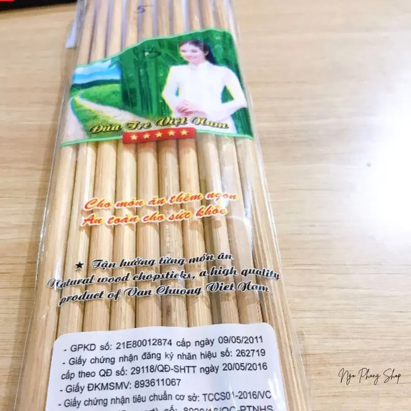 Combo 3 vĩ đũa tre trơn Văn Chương. Đũa tre cao cấp Văn Chương. Màu tự nhiên không sử dụng màu nhuộm đũa  buông 4