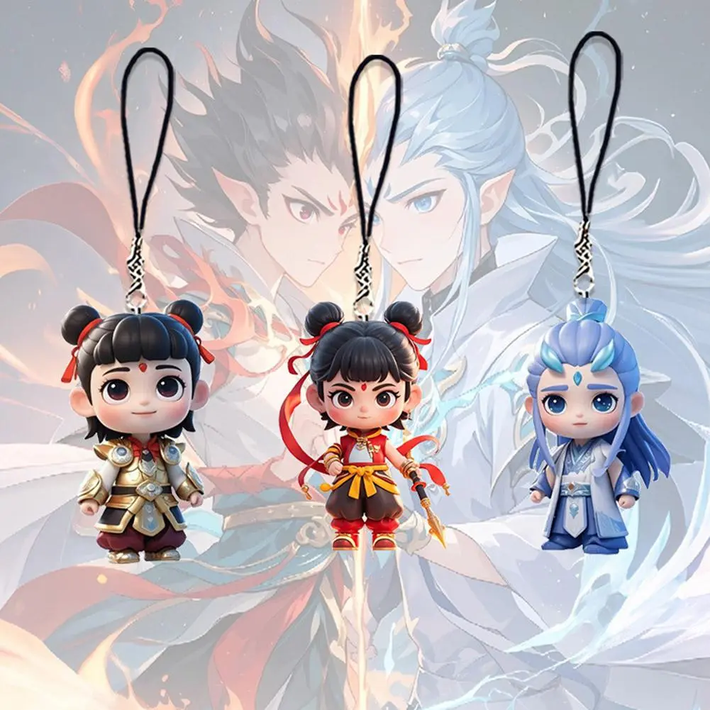Mặt Dây Chuyền Nhỏ Gọn Nezha, Phim 2D, Mặt Dây Chuyền Hoa Sen Và Bánh Ngọt, Nezha 2 Cậu Bé Quỷ Conquers Biển Hoạt Hình Hoạt Hình, Móc Chìa Khóa Dây Xích Điện Thoại Di Động Mặt Dây Chuyền Cặp Sách Học Sinh Ao Bing