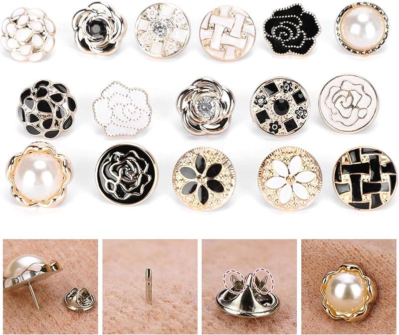 10 Pcs Women Shirt Brooch Buttons Safty Button Pins Blouse Pins ...