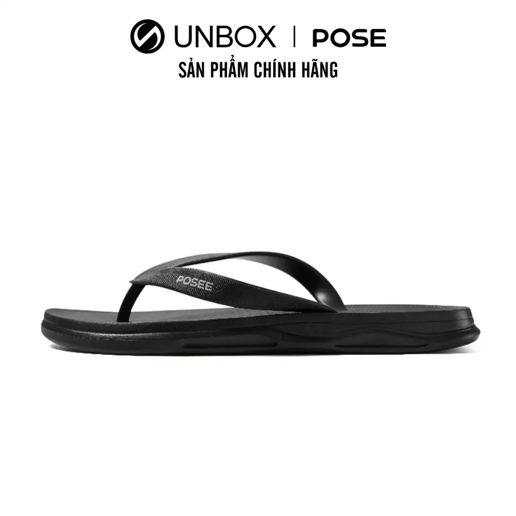 Dép kẹp đi biển POSE Dép chống trượt đi biển mùa hè nam nữ màu đen P3246801