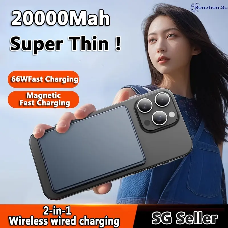 Casual Magnetic power bank 20000mAh Wireless powerbank fast charging With Type c Portable charger