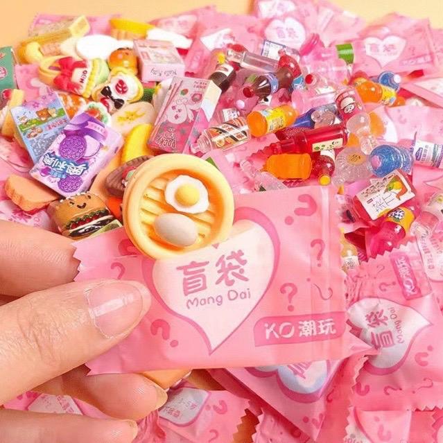  Combo 50 túi mù túi mù mini blindbox túi mù mô hình đồ ăn mini chai nước mini túi mù test nhân phẩm ngẫu nhiên 