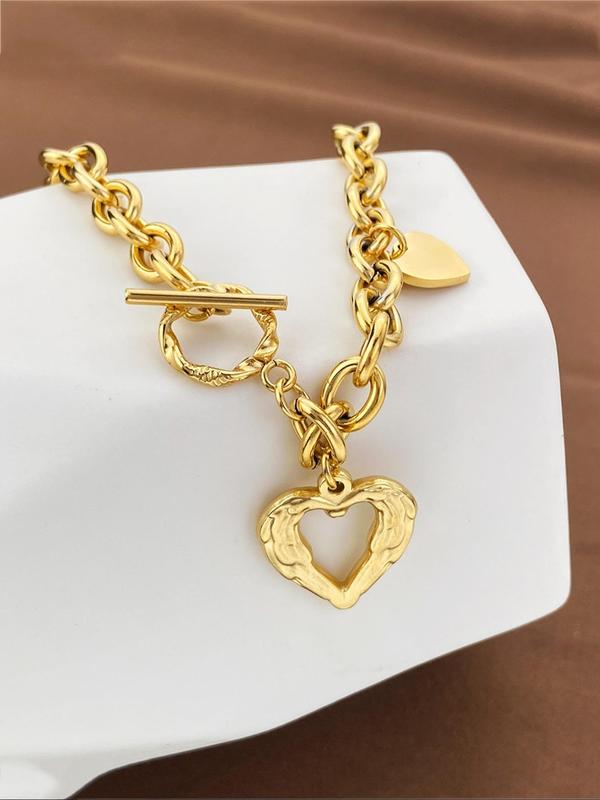 Women's Elegant Heart Design Ot Buckle Pendant Necklace, Fashion Jewelry for Party, Daily Clothing Decor, Trendy All-match & Exquisite Jewelry for Birthday Gift 2