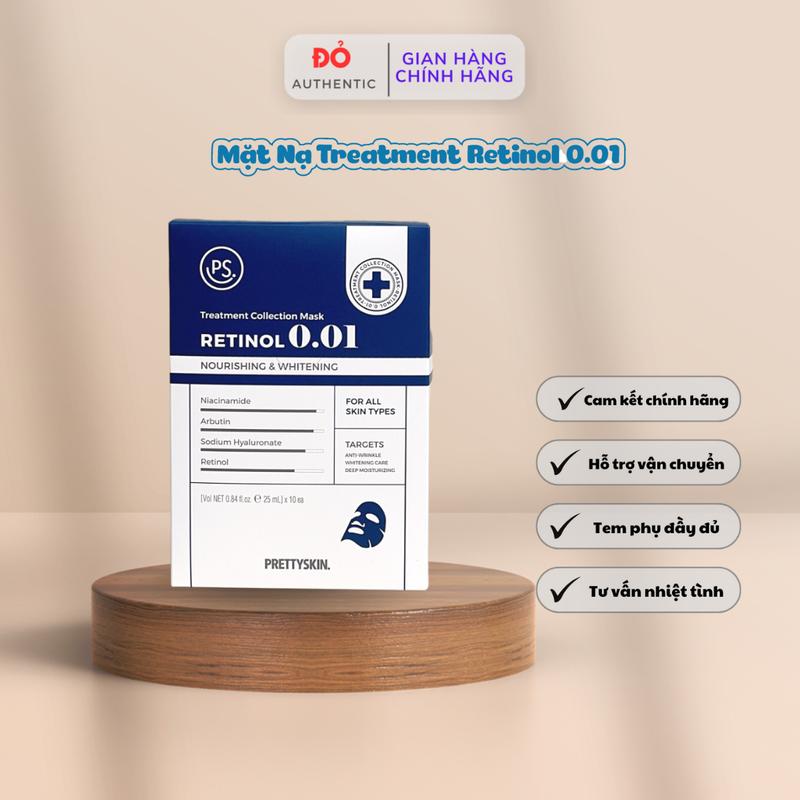 Mặt Nạ Prettyskin Retinol 0.01 (Date 09/2026) Tái Tạo Da Màu Xanh Đậm Hộp 10 Miếng Mask Đắp Mặt Dưỡng Da Mặt Skincare Nữ mask sheet