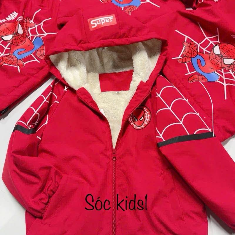 Áo Khoác Gió LÓT LÔNG In Hình Siêu Nhân Người Nhện Cho bé từ 10-35kg. Áo khoác gió cho bé siêu xinh Sóc Kids1 áo khoác