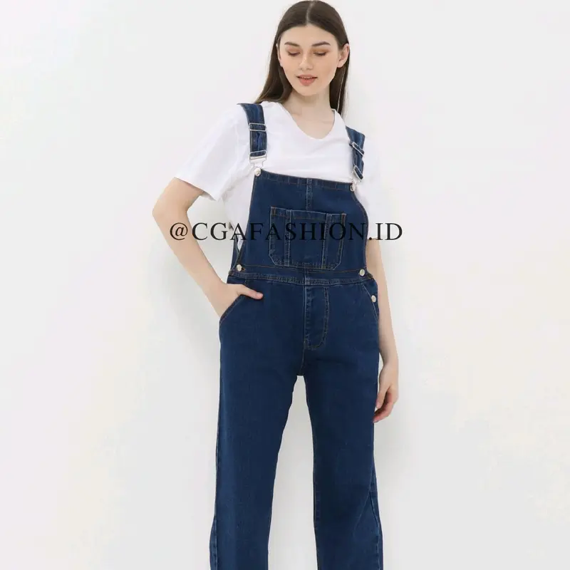 {CUCI GUDANG} Irene Jumpsuit Longgar Jumpsuit Denim Pakaia Kodok Overall Tali Ikat Celana Wanita Celana Jumpsuit High pinggang Lebar Kaki Celana Panjang 3