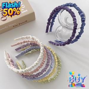 ที่คาดผมจีบผ้าซาตินแสนหวาน สีครีม น่ารักและหลากหลาย สไตล์เกาหลี สีสันสดใส ที่คาดผมเรียบง่าย สตรีท เครื่องประดับผม สไตล์ใหม่ ดีไซน์ดี พร้อมสต็อกในปี 2025