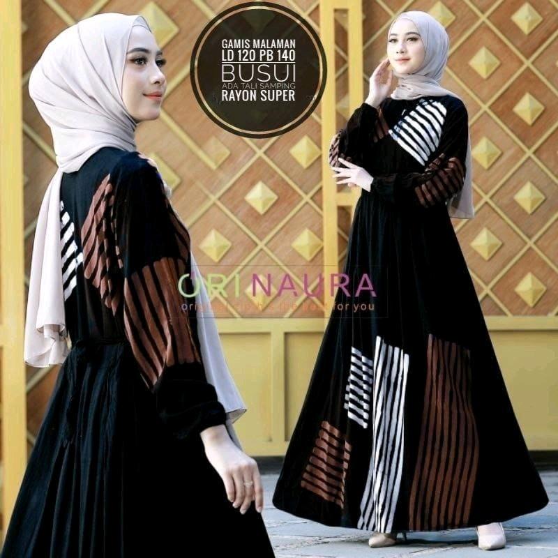 Gamis Cap malaman Naura Terbaru Rayon 4