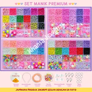 Khansa Jewelry - Set Manik Manik Lengkap dan Tali - Gelang Manik Manik Aesthetic - Manik Manik Pasir 1 Box Lengkap - SM001