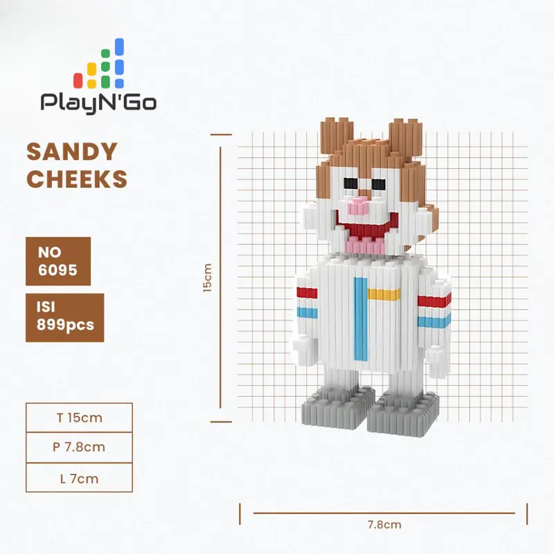 Original Nano Blocks Bricks SPONGEBOB & Friends 3D, Mainan Blok Susun, brick spongebob, Dekorasi Hiasan Karakter Animasi, hadiah Kado Anak 6