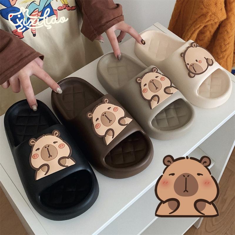 Dép bánh mì EVA đế cao 2cm gắn hình CapyBara, dép quai ngang siêu nhẹ gắn charm Kapi 1