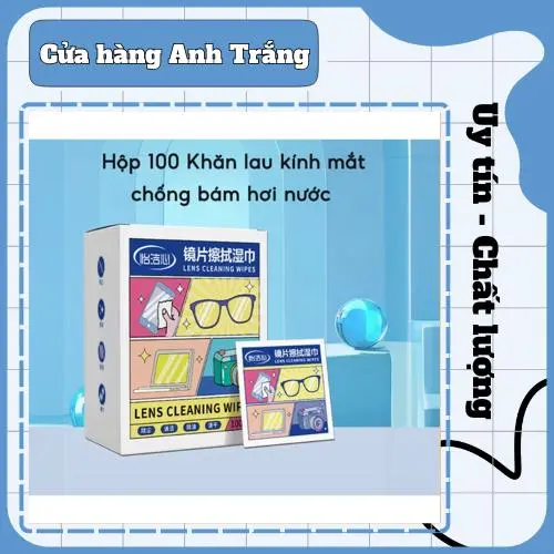 Khăn lau kính chống bám hơi nước, khăn lau kính nano, giấy lau kính dùng 1 lần hộp 100 tờ