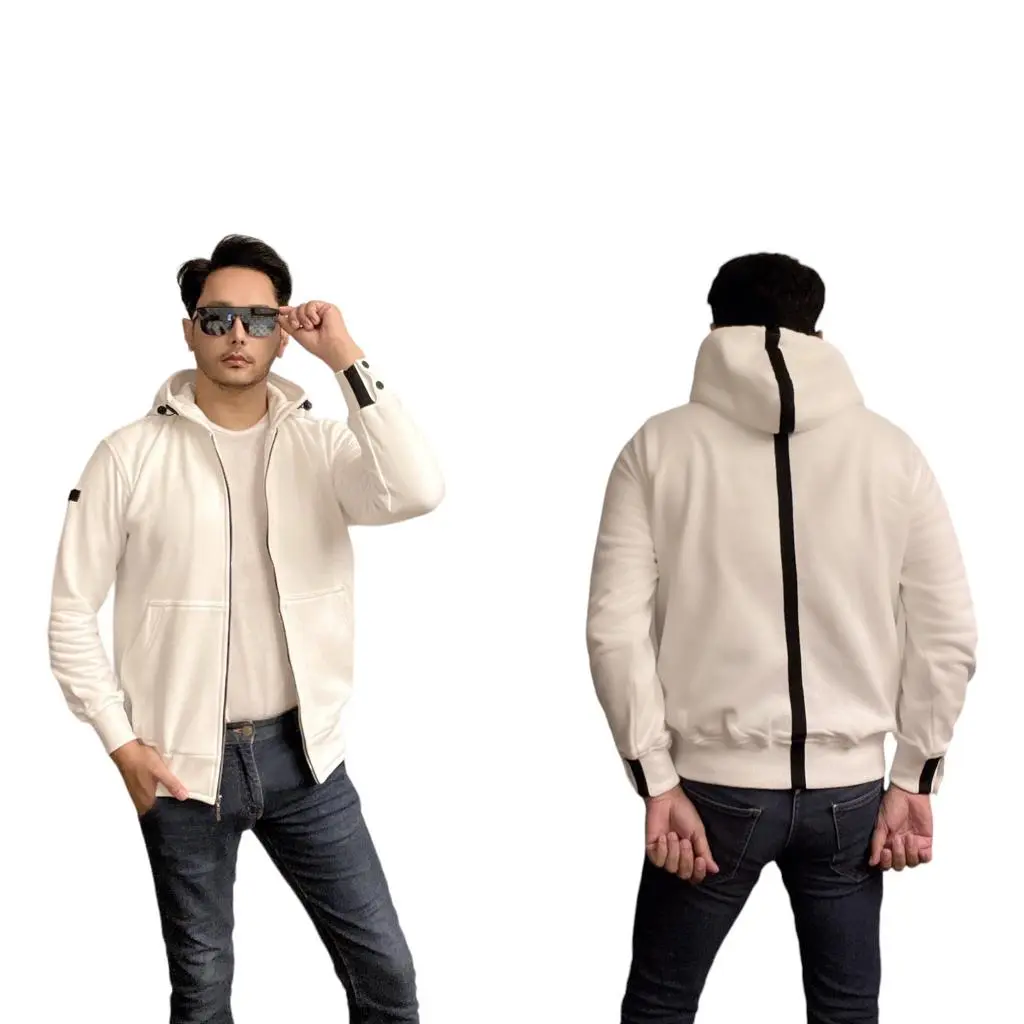 Jacket Putih Stripe Hitam  by Aranesia