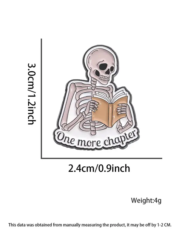Skeleton Reading Book Design Brooch, Fashion Alloy Badge for Daily Clothing Decor, Trendy All-match & Exquisite Brooch for Birthday Gift Halloween 1