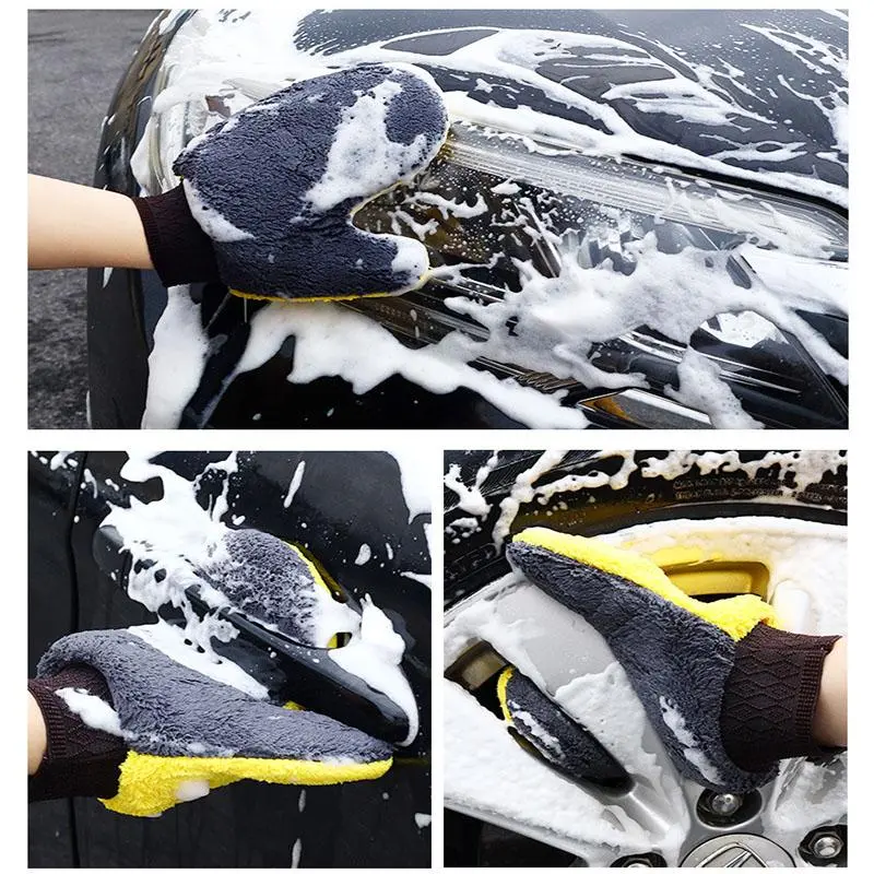 Double-sided Car Wash Glove, Waterproof Coral Fleece Car Cleaning Glove, Car Wash Tool, Car Cleaning Accessories 6