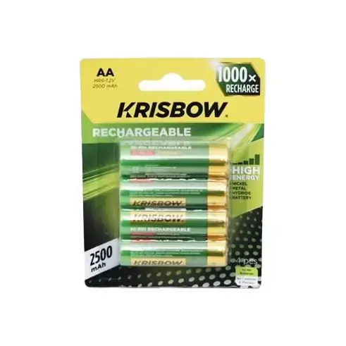 Baterai Cas Charger Isi 4 Set AA 2500mAh Rechargeable Battery Krisbow Jam