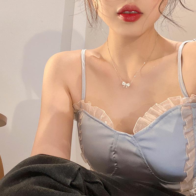 Product Introduction of ins pure desire style summer sweet bow necklace female light luxury niche design clavicle chain 2024 new 0