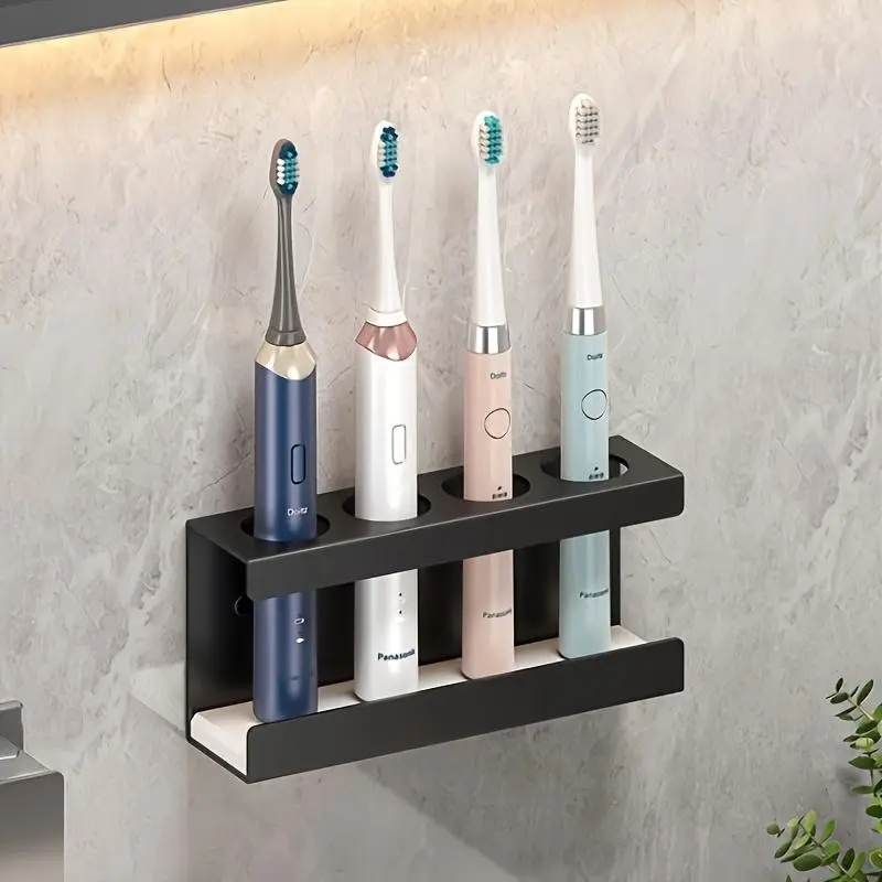 Toothbrush Holder, 1/2 Counts Wall Mounted Punch Free Toothbrush Storage Rack, Bathroom Organizer, Toothbrush Storage Rack, Bathroom Supplies 2