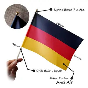Bendera Tangan Mini Negara Jerman (germany) Kecil 14x20 cm - Aksesori Pawai & Festival - Kualitas Nazhifa Printing