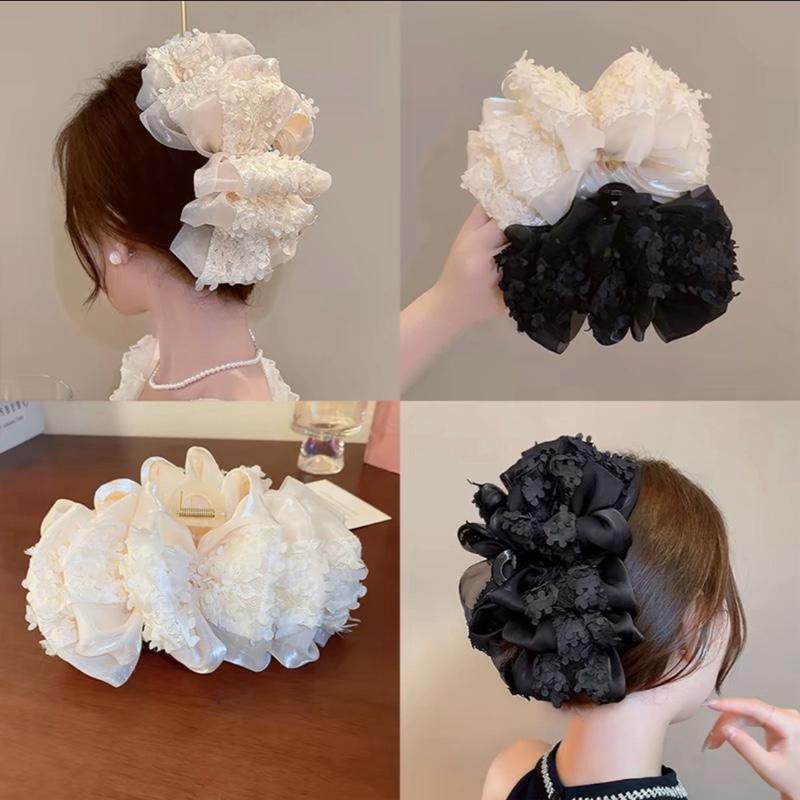 Kẹp Tóc Nơ Ren Cỡ Lớn Bồng Bềnh Cho Nữ Cao Cấp