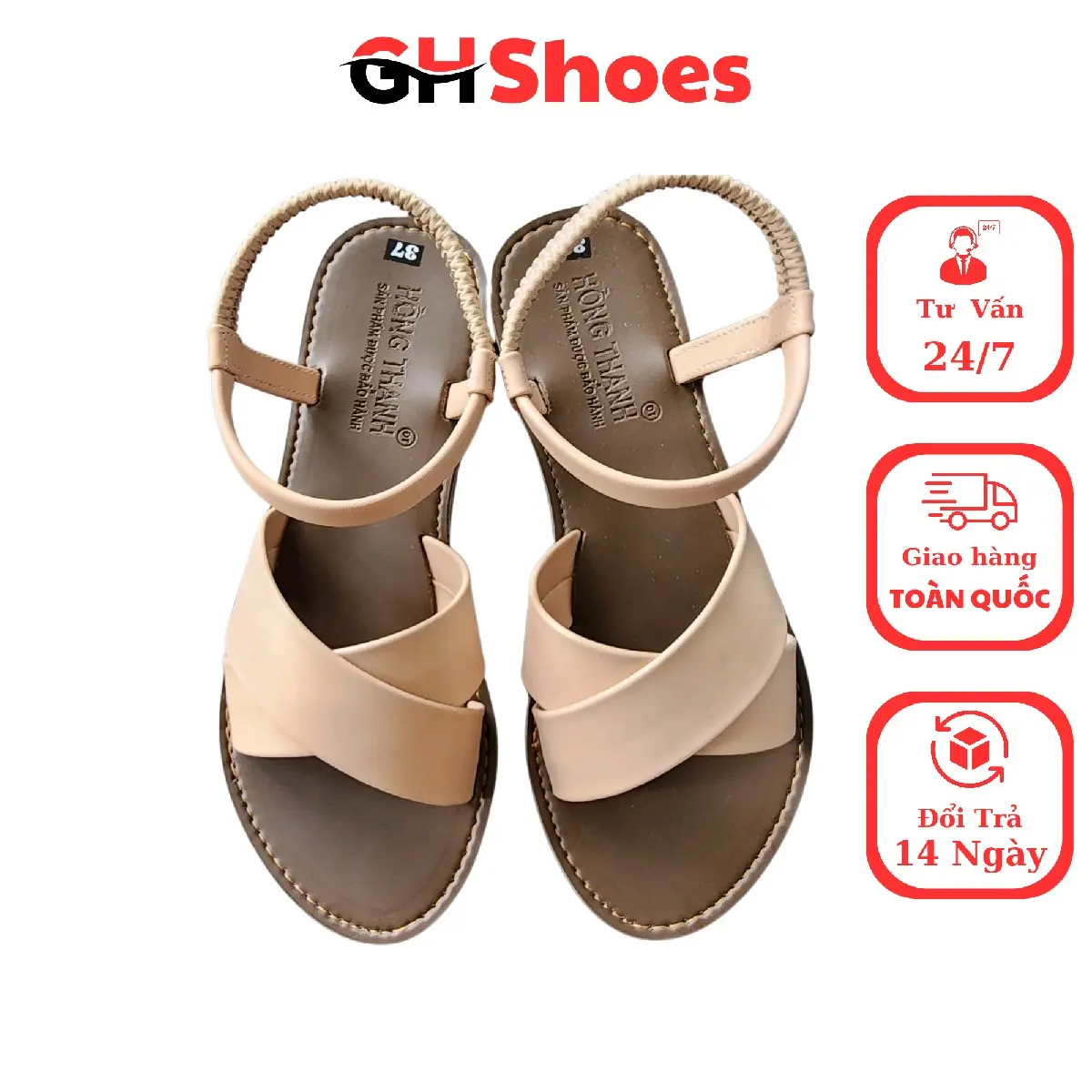 x GHShoes VD06 - Giày sandal hai quai chéo mũi tròn  Mùa hè Mùa đông DéP Đế Bằng Nữ dép chữ
