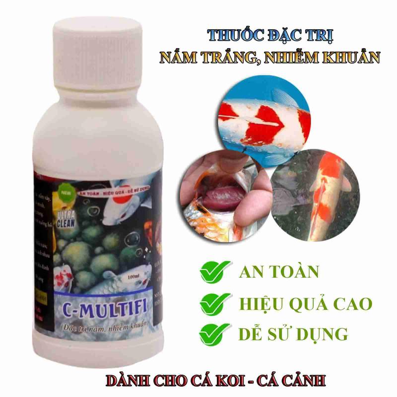 C - Multifi - Xử Lý Nấm Trắng Nấm Toàn Thân Đỏ Mình Nằm Đáy và Hòa Đàn An Toàn Trên Cá Koi Cá Vàng - Thể Tích 100ml