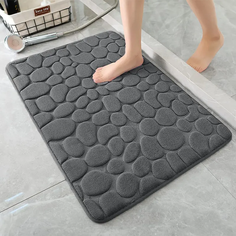 Mat Non-slip Carpets Cobblestone Embossed Bathroom Bath In Wash Basin Bathtub Side Floor Rug Shower Room Doormat Memory Foam