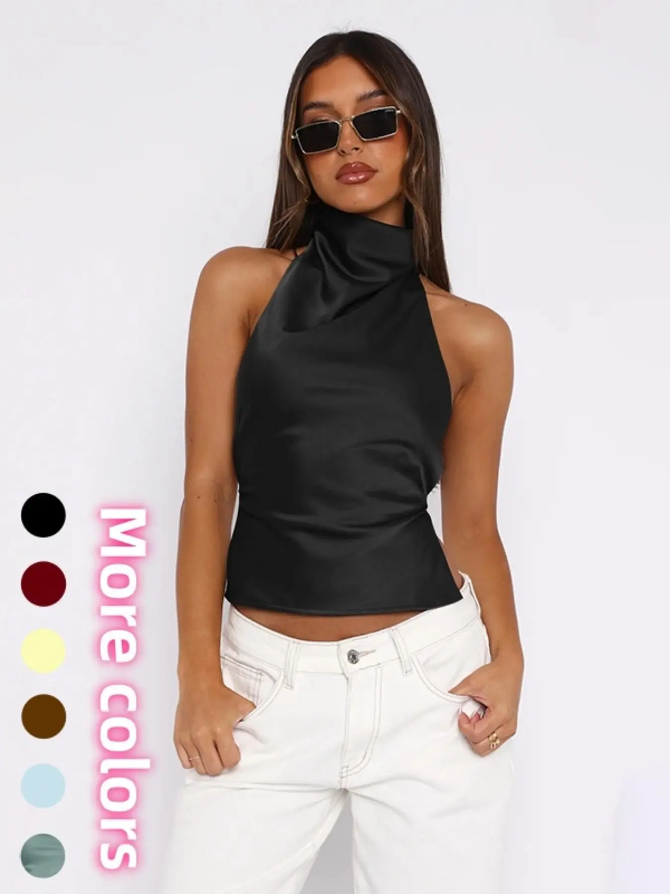 Women's Solid Color Tank Top, Casual Sleeveless Top for Summer, Women's Clothing for Daily Wear