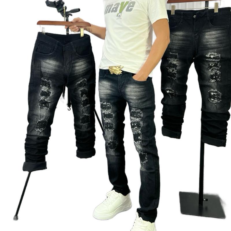 Ms :4149.  Quần Jeans Rách Vá, Chất Jeans Co Giãn Menswear 0