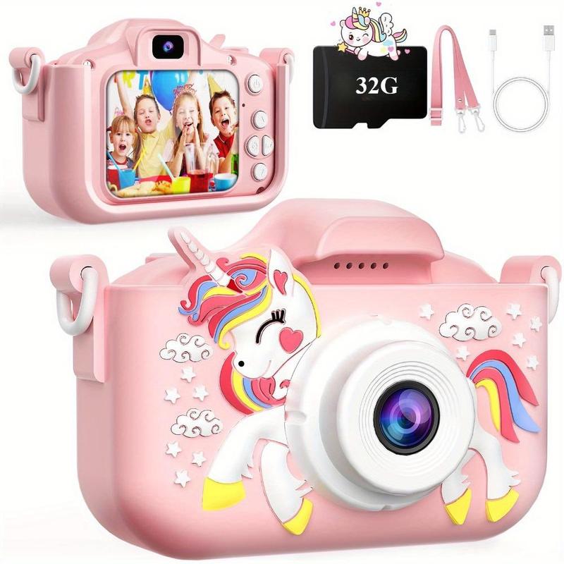 Product Introduction of Unicorn Design Digital Camera with 32GB Card, 1 Set 1080P HD Video Camera, Rechargeable Digital Camera for Boys & Girls Birthday Gift 0