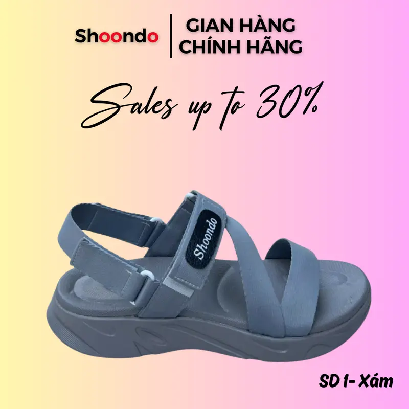 Giày Sandal Nam Nữ SD1- Xám Thời Trang Đi Học, Đi Làm Đế Cao 4 Màu 0