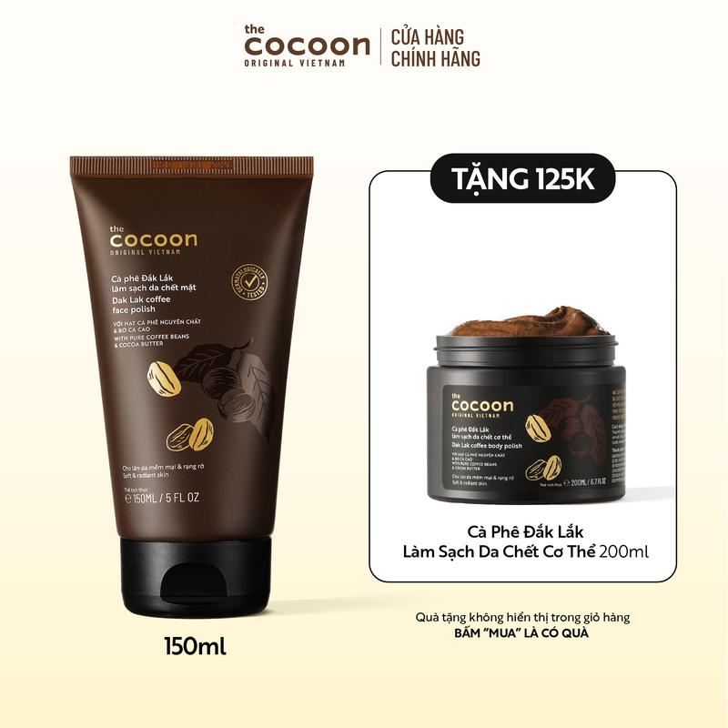 [COMBO MUA 1 TẶNG 1] Tẩy da chết mặt cà phê Đắk Lắk Cocoon cho làn da mềm mại & rạng rỡ 150ml TẶNG Tẩy da chết cơ thể cà phê Đắk Lắk 200ml
