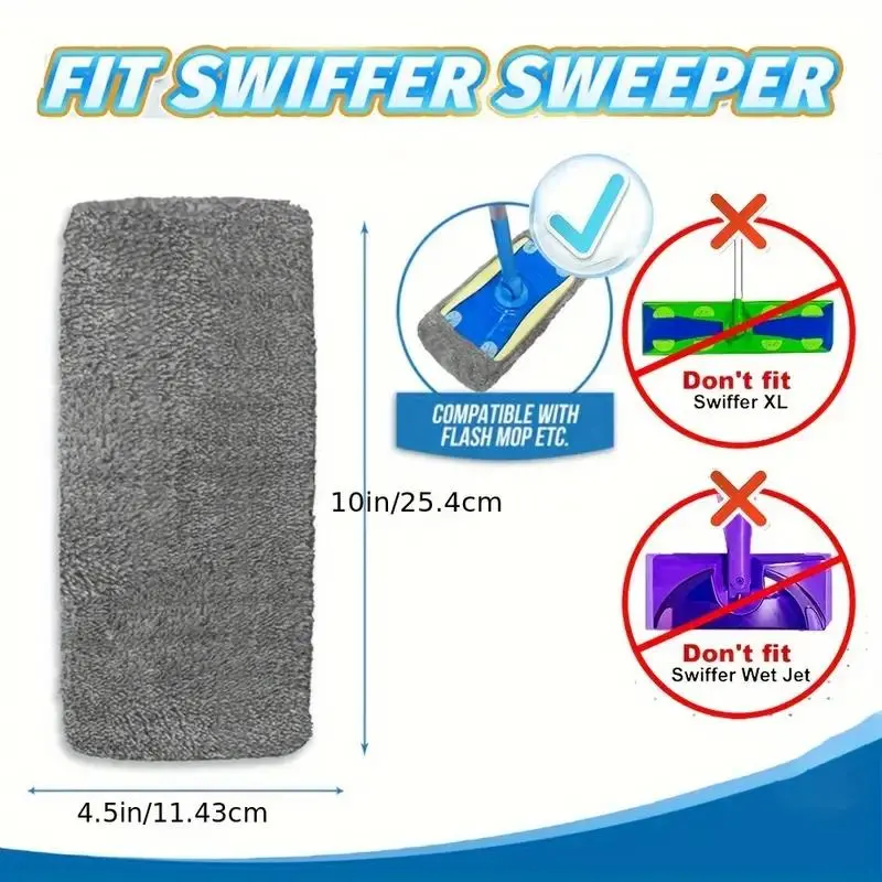 Reusable Mop Replacement Pad without Mop, 4 Counts Flat Floor Mop Replacement Cloth, Washable & Durable Replacement Mop Cloth,household Cleaning Supplies 1