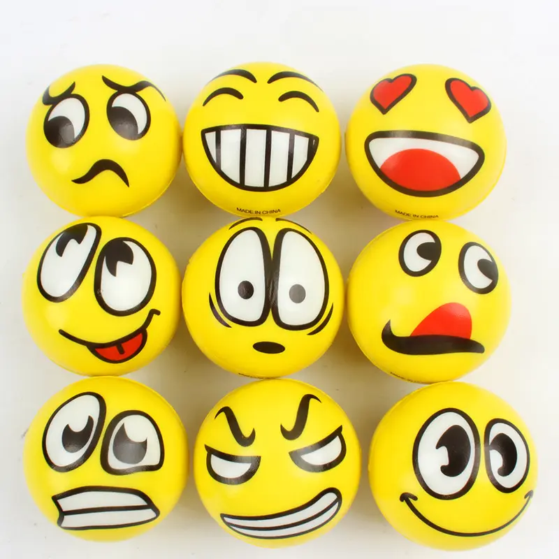 63mm smiling PU ball elastic ball expression foam ball puzzle toy sponge venting ball